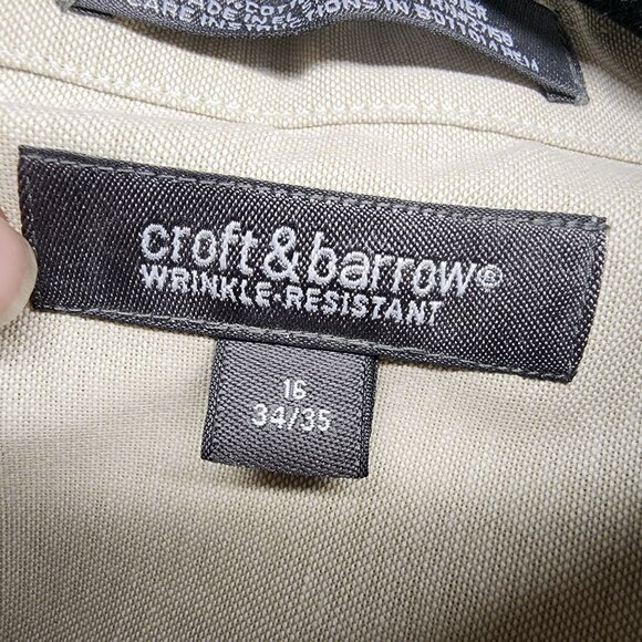 Croft & Barrow Mens Beige Wrinkle-Resistant Oxford Shirt Size 16 34/35 *NWT* - Picture 4 of 9